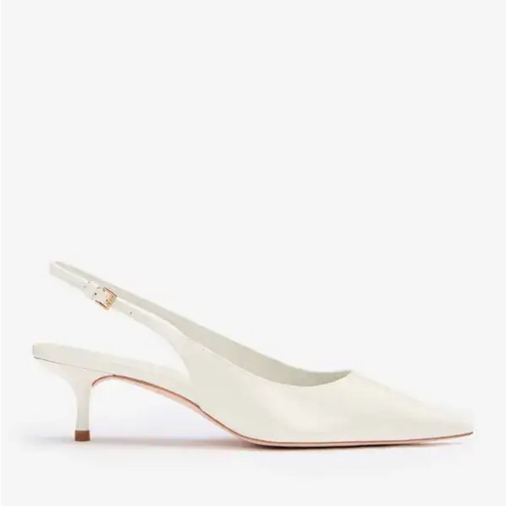 Reformation Wrenley Heeled Slingback Heels - White Patent Size 7.5